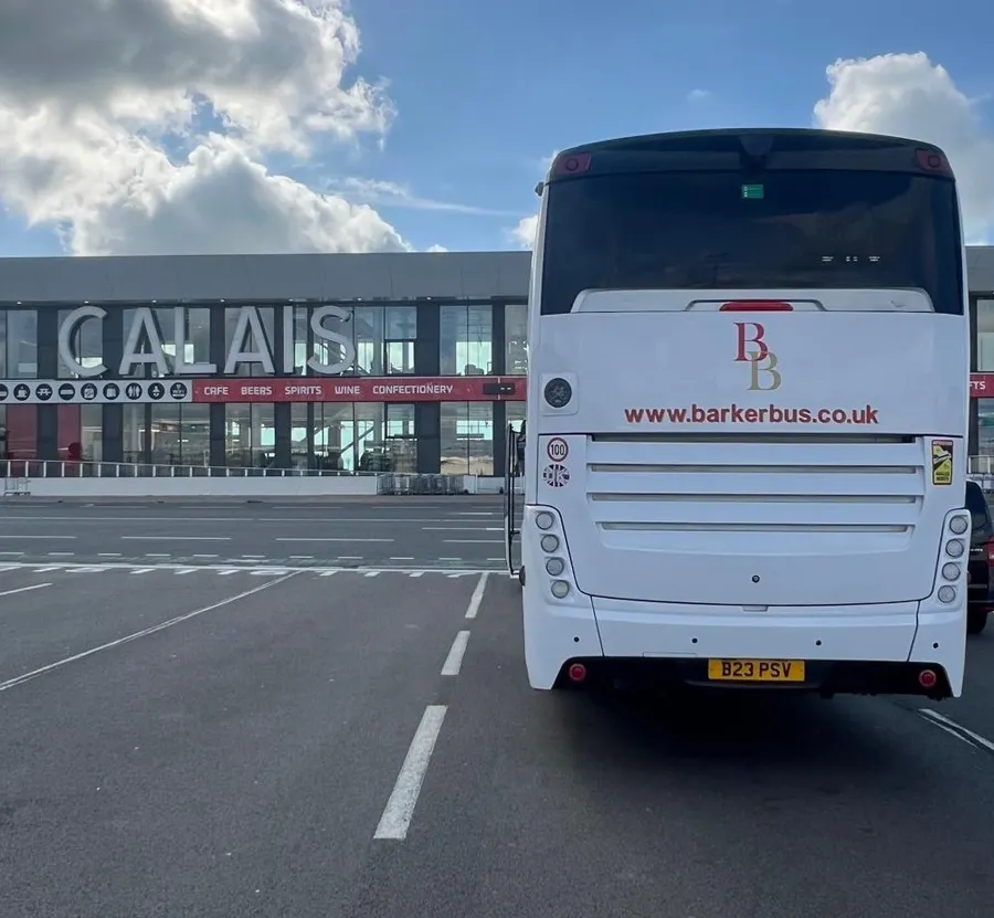 A Barker Bus coach on a continental journey